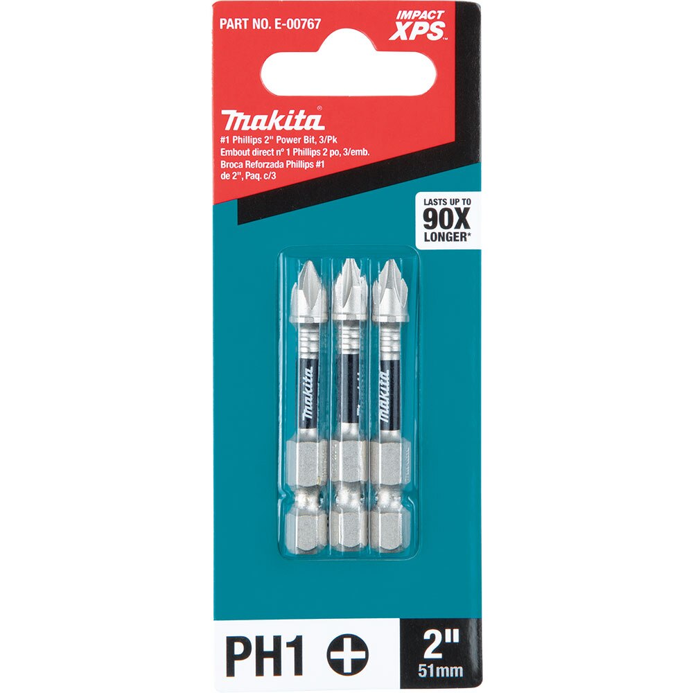 Makita E-00767 Impact XPS #1 Phillips 2" Power Bit, 3 Pack