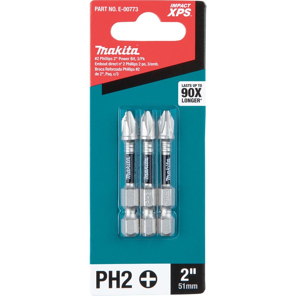 Makita E-00773 Impact XPS #2 Phillips 2" Power Bit, 3 Pack