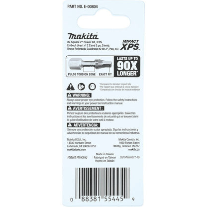Makita E-00804 Impact XPS #2 Square 2" Power Bit, 3 Pack