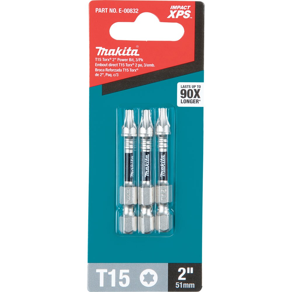 Makita E-00832 Impact XPS T15 Torx 2" Power Bit, 3 Pack
