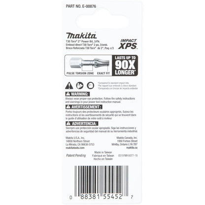 Makita E-00876 Impact XPS T30 Torx 2" Power Bit, 3 Pack