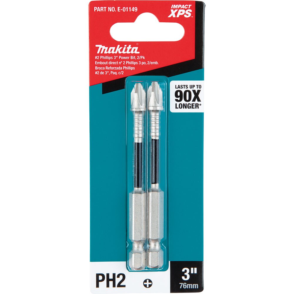 Makita E-01149 Impact XPS #2 Phillips 3" Power Bit, 2 Pack