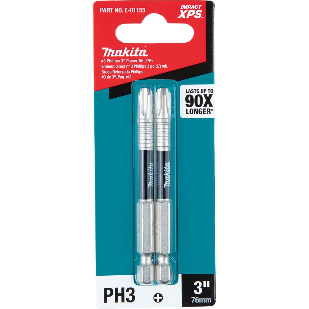 Makita E-01155 Impact XPS #3 Phillips 3" Power Bit, 2 Pack