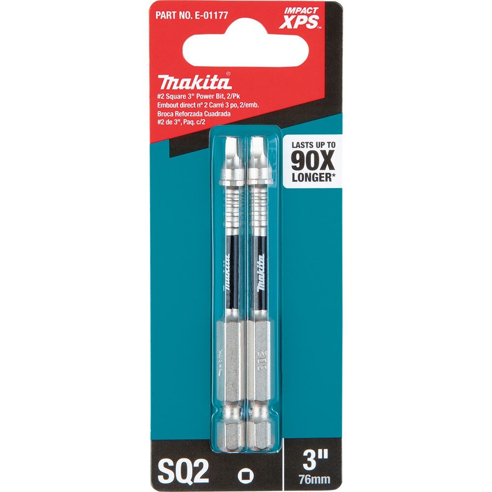Makita E-01177 Impact XPS #2 Square 3" Power Bit, 2 Pack