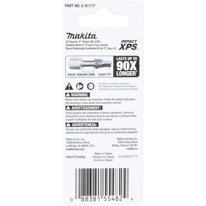 Makita E-01177 Impact XPS #2 Square 3" Power Bit, 2 Pack