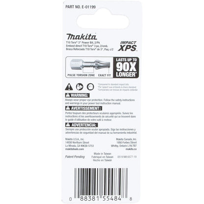Makita E-01199 Impact XPS T10 Torx 3" Power Bit, 2 Pack