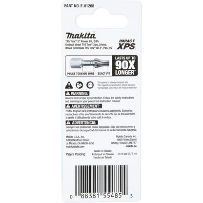Makita E-01208 Impact XPS T15 Torx 3" Power Bit, 2 Pack