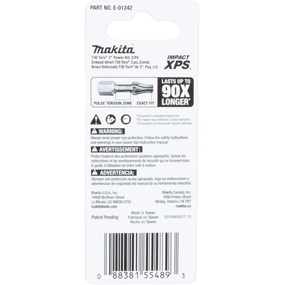 Makita E-01242 Impact XPS T30 Torx 3" Power Bit, 2 Pack