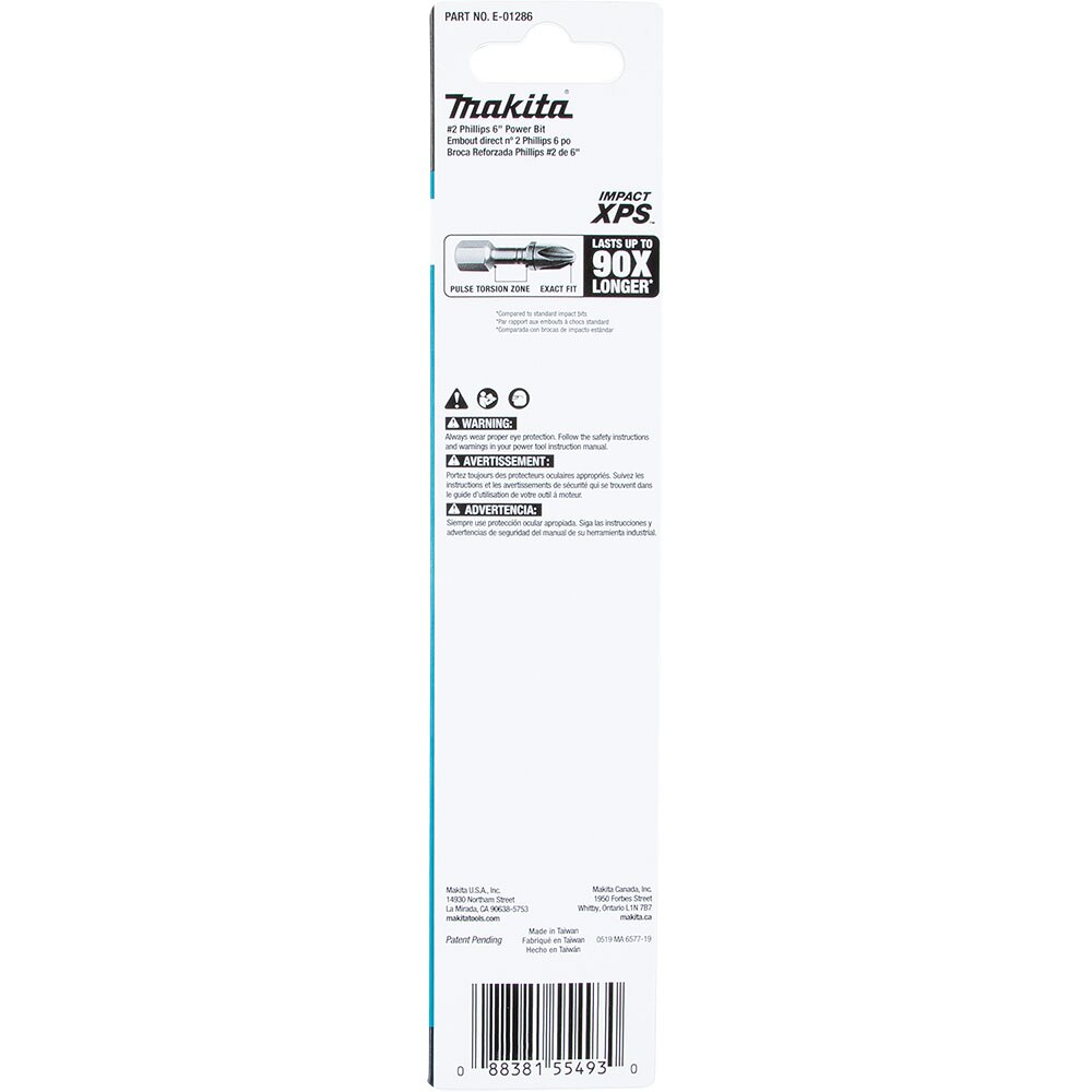 Makita E-01286 Impact XPS #2 Phillips 6" Power Bit