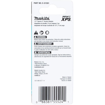 Makita E-01591 Impact XPS 1/2" Square 2" Socket Adapter