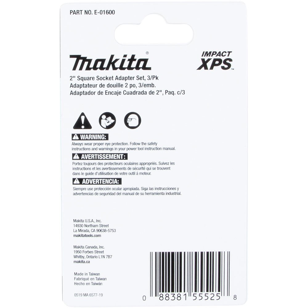 Makita E-01600 Impact XPS 3-Piece Square 2" Socket Adapter Set