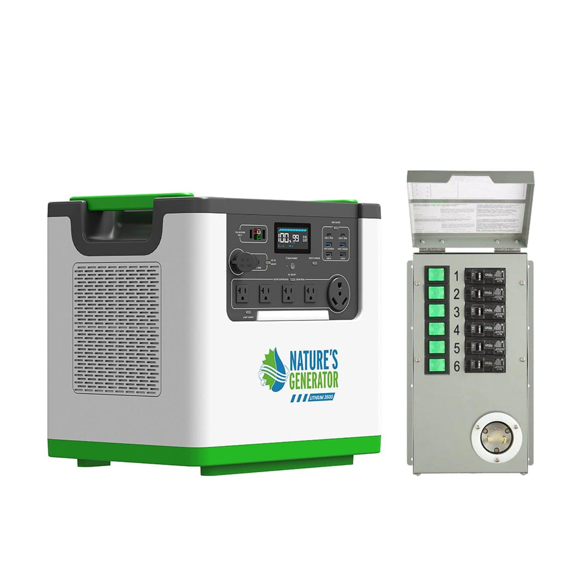 Nature's Generator Lithium 3600 Solar Generator and Transfer Switch
