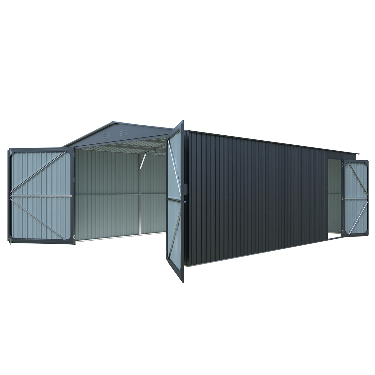 13'x20' Plus Upgraded Metal Shed w/ Double Front Doors & Side Entry Door