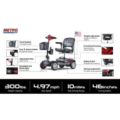 Metro Mobility Max Sport Series 4-Wheel Travel Mobility Scooter