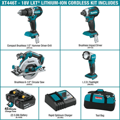 Makita XT446T 18V LXT 4 Pc. Combo Kit (5.0Ah)