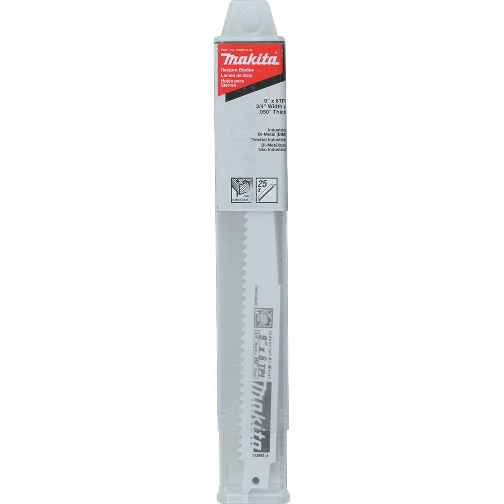 Makita 723055-A-25 9" 6 TPI Wood Cutting Reciprocating Saw Blade, 25 Pack