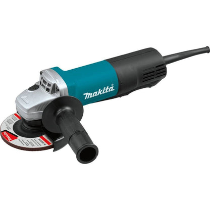 Makita 9557PBX1 4-1/2" Paddle Switch Cut-Off/Angle Grinder with aluminum case, diamond blade, 5 ea. grinding wheel, cut-off & grinding guards, lock-off, lock-on