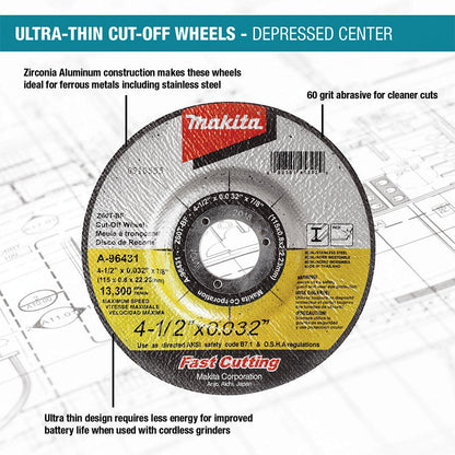 Makita A-96447-25 5" x .032" x 7/8" Depressed Center Cut-Off Wheel, 25/pk