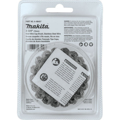Makita A-98457 2-3/4" Knot Wire Cup Brush, Stainless, M10 x 1.25