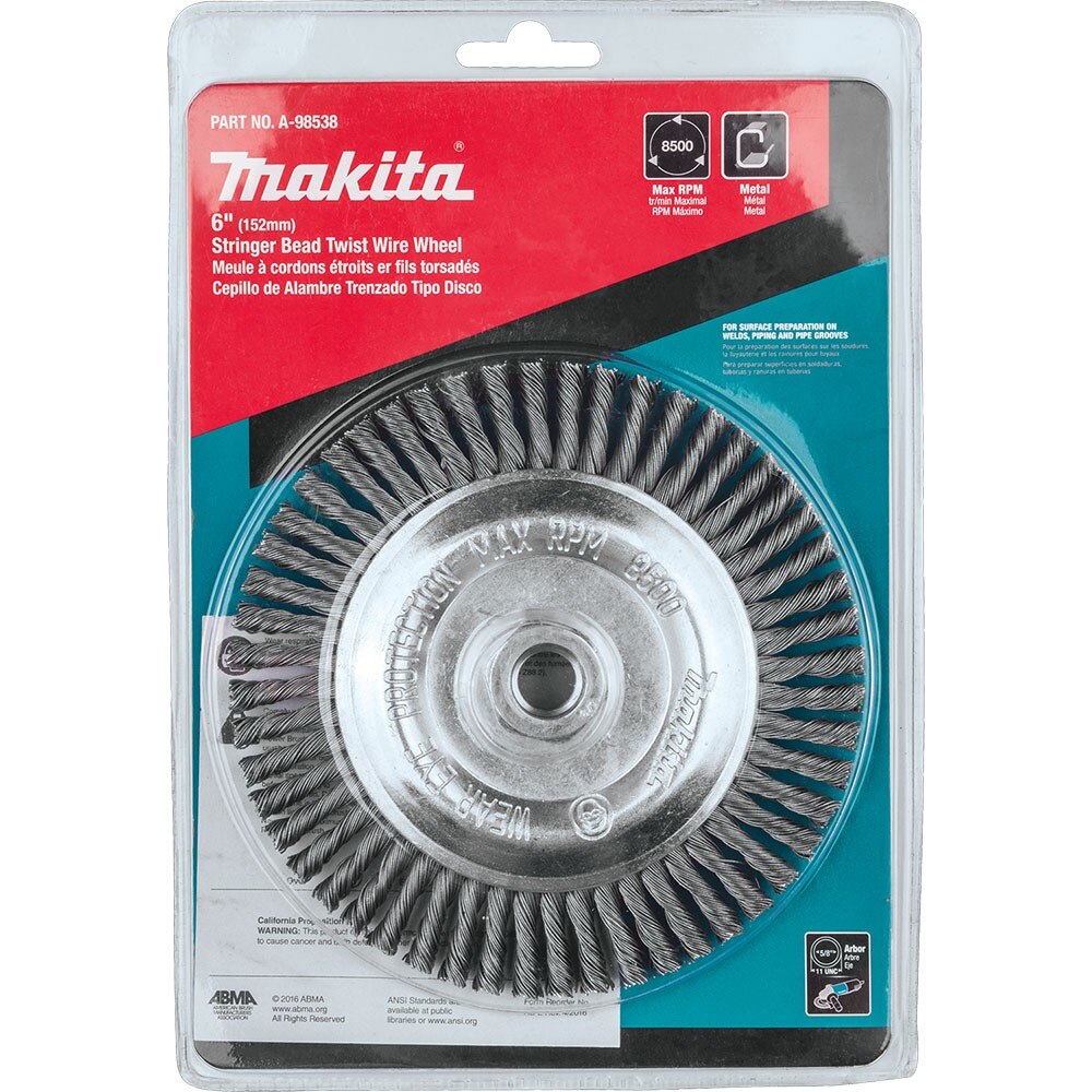 Makita A-98538 6" Stringer Bead Twist Wire Wheel, 5/8"-11