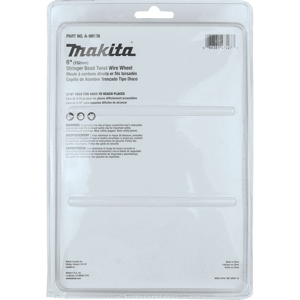 Makita A-98538 6" Stringer Bead Twist Wire Wheel, 5/8"-11