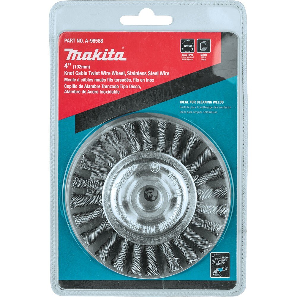 Makita A-98588 4" Knot Cable Twist Wire Wheel, Stainless, 5/8"-11