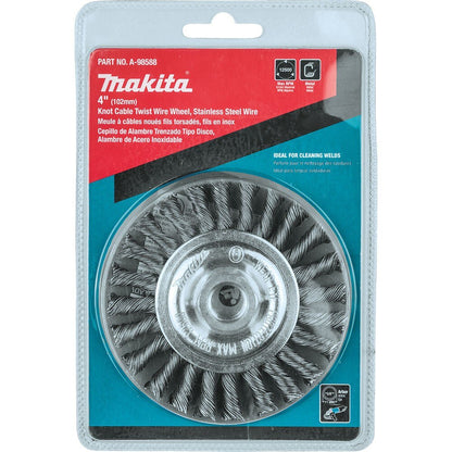 Makita A-98588 4" Knot Cable Twist Wire Wheel, Stainless, 5/8"-11