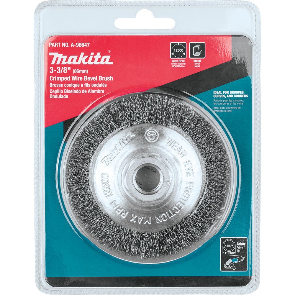 Makita A-98647 3-3/8" Crimped Wire Bevel Brush, 5/8"-11