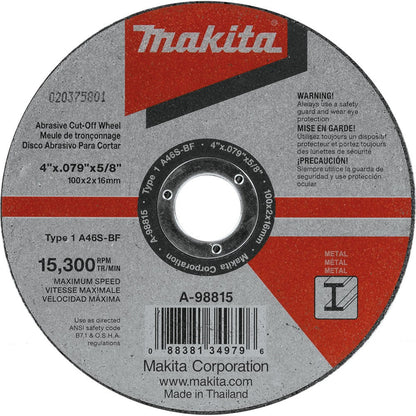 Makita A-98815-25 4" x .100" x 5/8" Cut-off Wheel, Metal, 25/pk