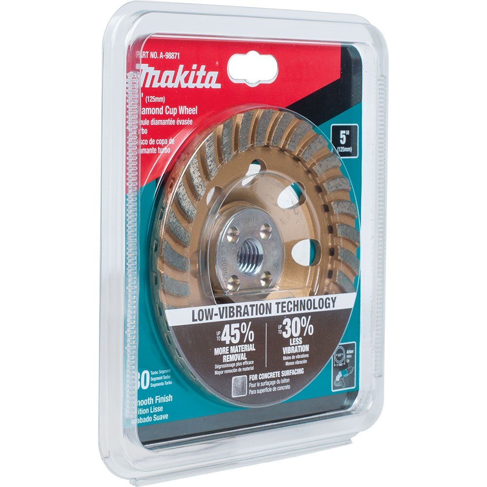 Makita A-98871 5" Low-Vibration Diamond Cup Wheel, Turbo
