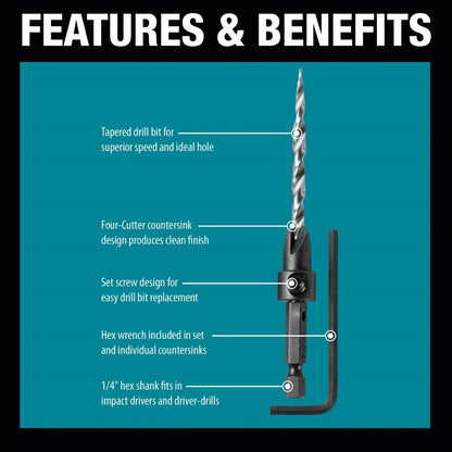 Makita A-99661 3 Piece Countersink Set with Hex Wrench