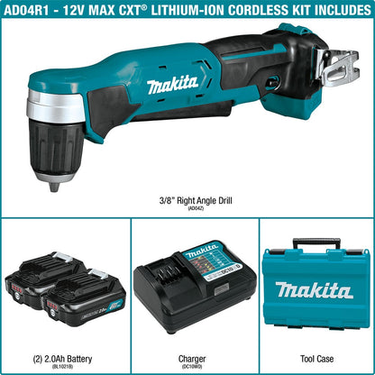 Makita AD04R1 12V max CXT Lithium-Ion Cordless 3/8" Right Angle Drill Kit