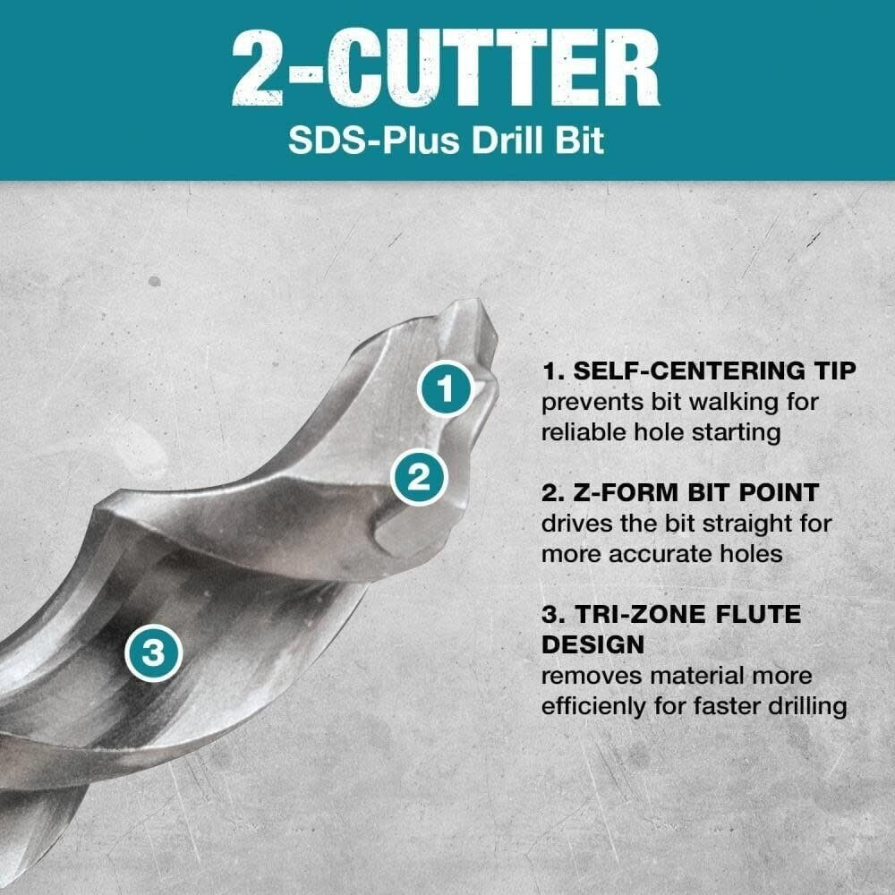 Makita B-60969 5 Pc. SDS-PLUS Bit Set, 2-Cutter