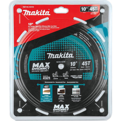 Makita B-62103 10" 45T Carbide-Tipped Max Efficiency Miter Saw Blade