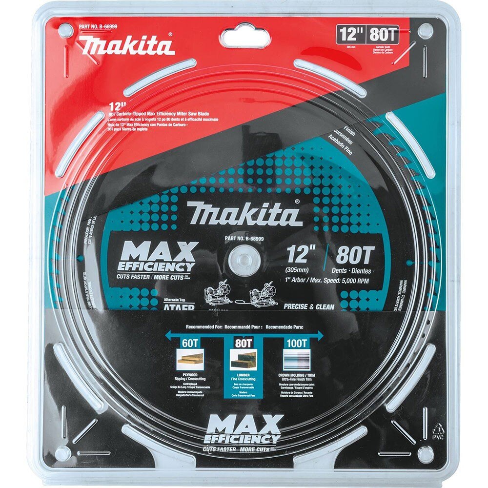 Makita B-66999 12" 80T Carbide-Tipped Max Efficiency Miter Saw Blade