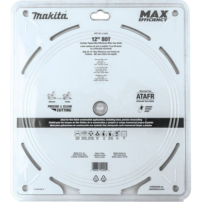 Makita B-66999 12" 80T Carbide-Tipped Max Efficiency Miter Saw Blade