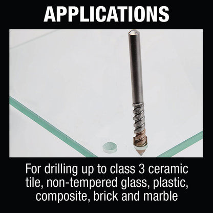 Makita B-68943 3/16" x 3" Glass and Tile Bit, Round Shank