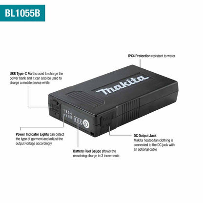 Makita BL1055B Battery Lithium-Ion 3.6V, Power Bank