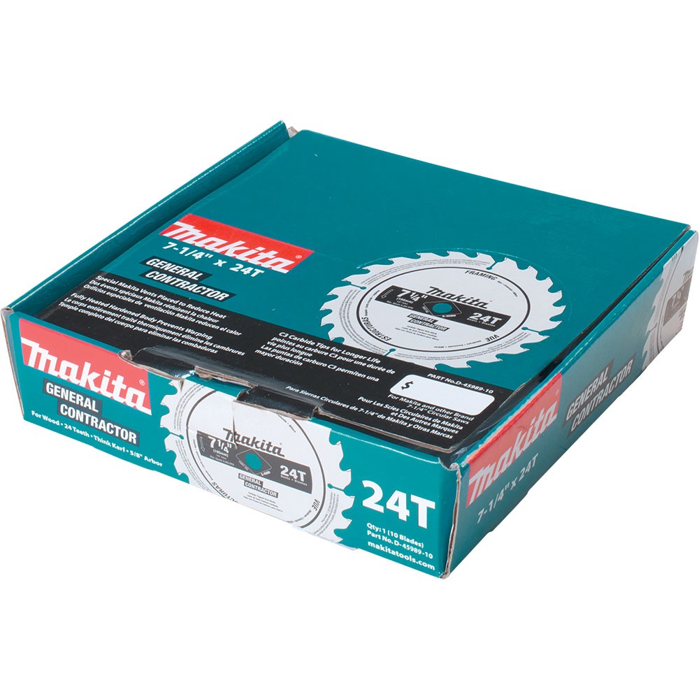 Makita D-45989-10 7-1/4" 24T Circular Saw Blade, Framing/General Purpose