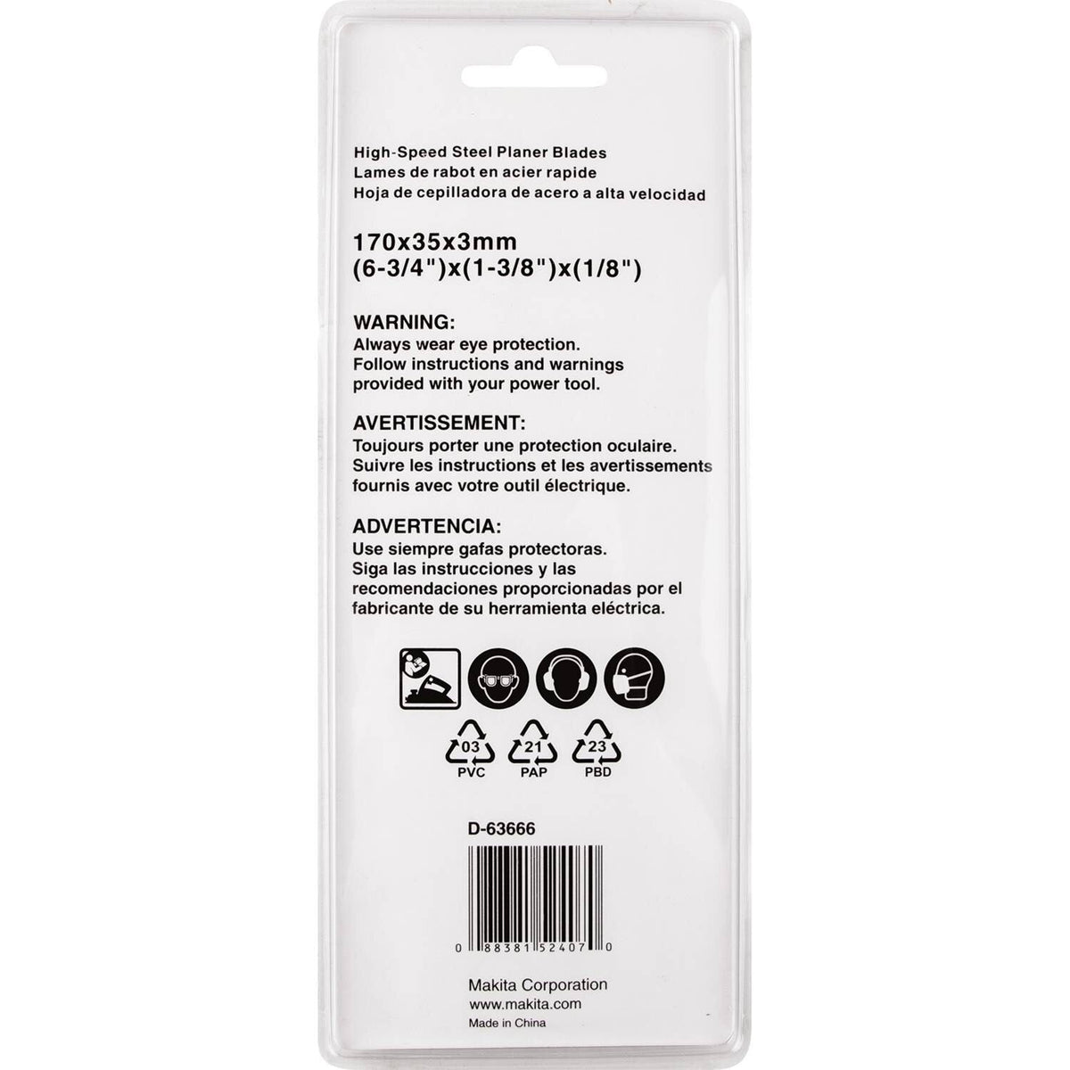 Makita D-63666 Planer Blade Set 170, 1806B