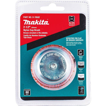 Makita D-70502 2-1/2" Nylon Cup Brush, Coarse, 80 Grit
