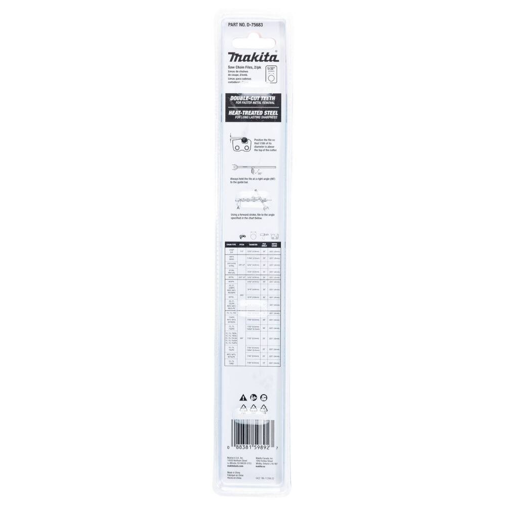 Makita D-75683 5/32" Round Saw Chain Files, 2/pk