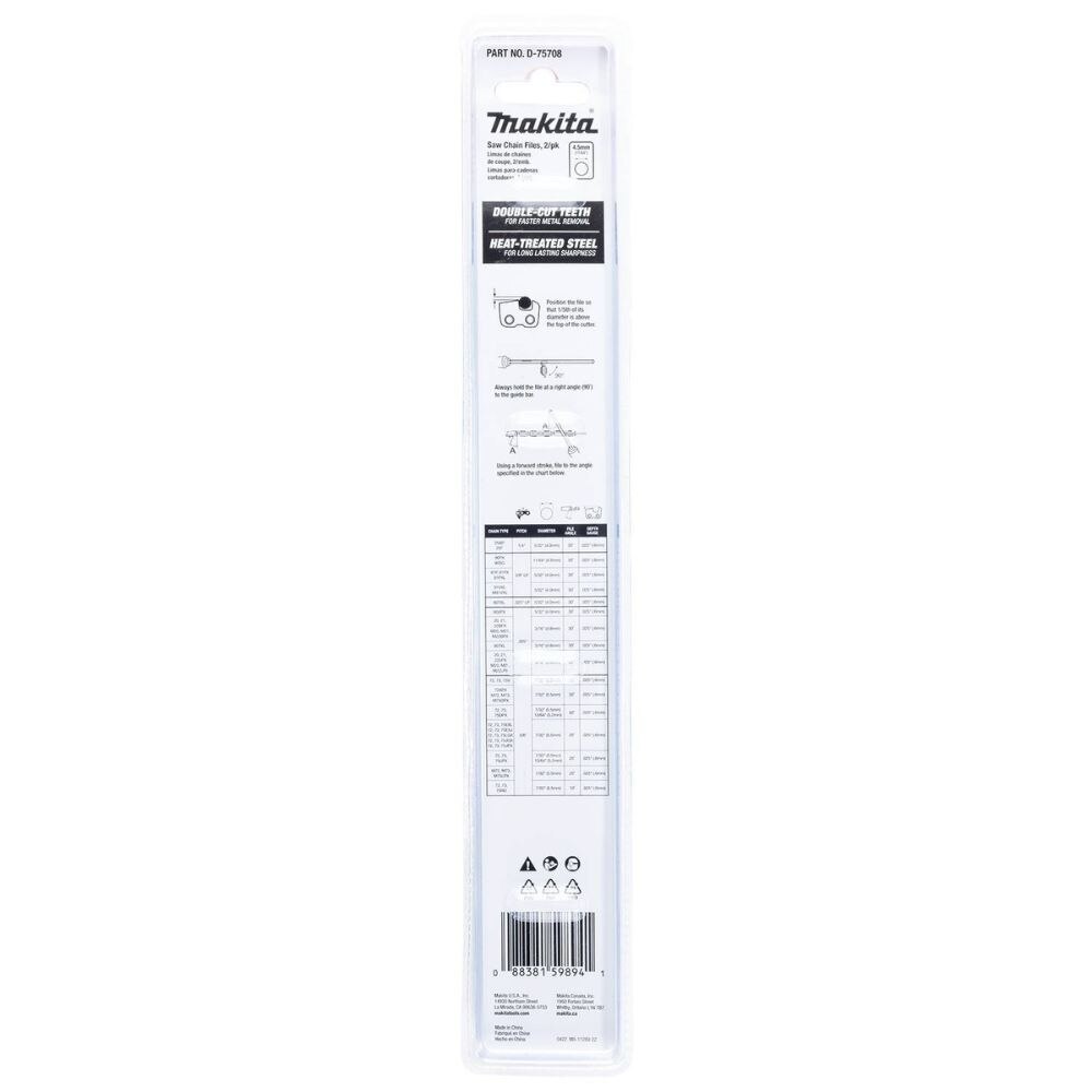 Makita D-75708 4.5 mm Round Saw Chain Files, 2/pk