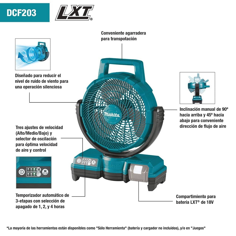 Makita DCF203Z 18V LXT Lithium-Ion Cordless 9-1/4" Fan, Tool Only