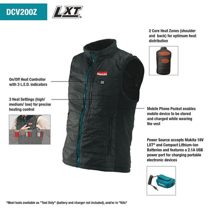 Makita DCV200ZXL 18V LXT Lithium-Ion Cordless Heated Vest (Vest Only) XL