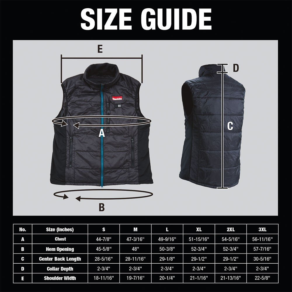 Makita DCV200ZXL 18V LXT Lithium-Ion Cordless Heated Vest (Vest Only) XL