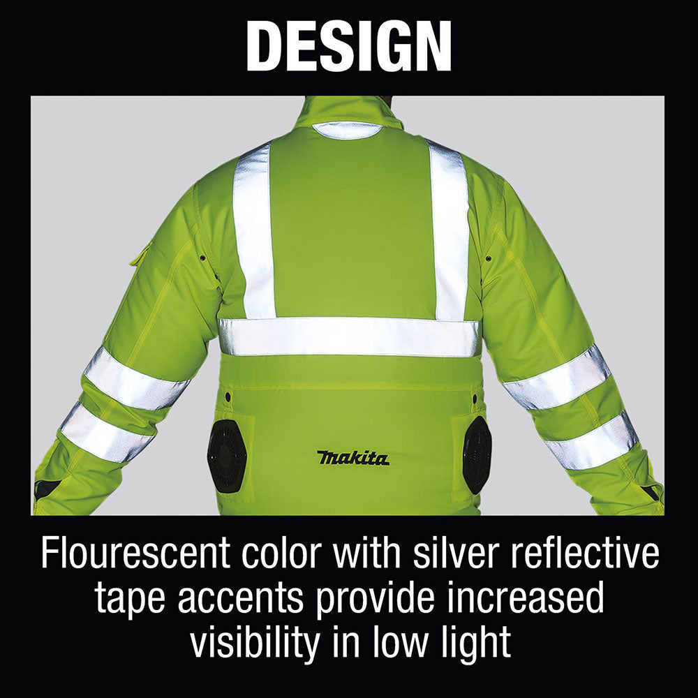 Makita DFJ214Z2XL 18V LXT Lithium-Ion Cordless High Visibility Fan Jacket (2XL)