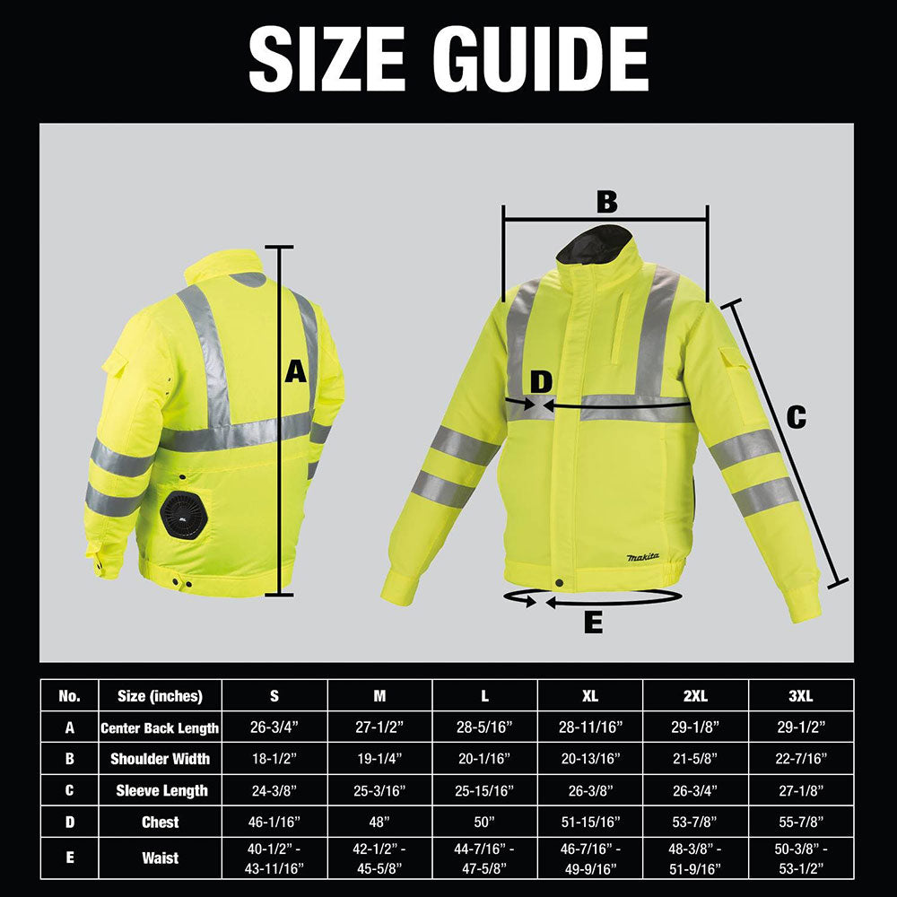 Makita DFJ214ZL 18V LXT Lithium-Ion Cordless High Visibility Fan Jacket (L)
