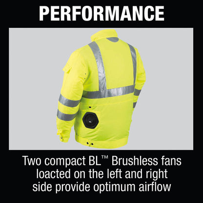 Makita DFJ214ZS 18V LXT Lithium-Ion Cordless High Visibility Fan Jacket (S)