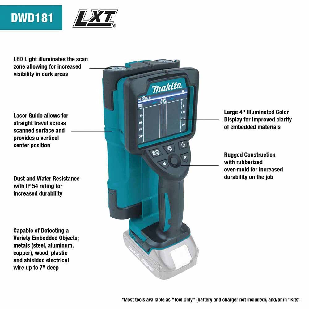 Makita DWD181ZJ 18V LXT® Lithium-Ion Cordless Multi-Surface Scanner, case (Tool Only)